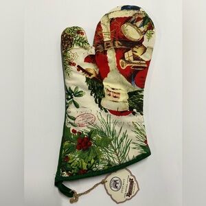 Michel Design Works Oven Mitt Christmas Joy Santa 14” L x 7.5” W Cotton NWT